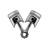Engine Piston Logo Icon Vector Car vehicle, drive tool, retro background