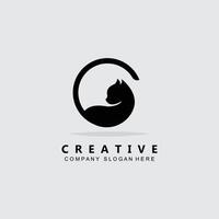 Vector icon of a cat animal logo with an adorable pose
