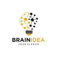 Creative idea flat line icon. Brain in lightbulb vector illustration. Thin sign of innovation, solution, education logo.