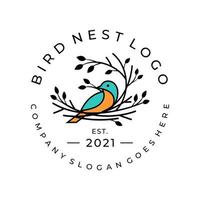 bird nest logo design vector illustration