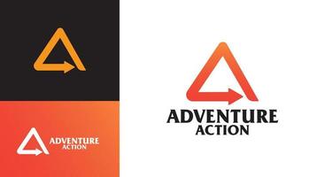 Illustration of letter A logo template for active adventure. vector