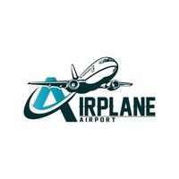 ícono del logo del avión, flotando en el aire, diseño corporativo, camisa, serigrafía, pegatina, vehículo alado vector