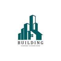 construcción de edificios urbanos logo icono símbolo, casa, apartamento, vista a la ciudad vector