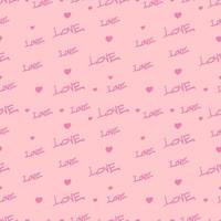 romantic seamless background love doodle text and heart shape vector