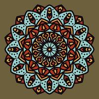 abstract mandala boho style with feather object traditional round decoration vintage color vector design