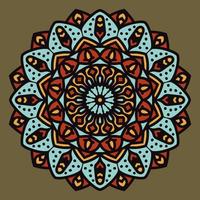 abstract mandala boho style with feather object traditional round decoration vintage color vector design