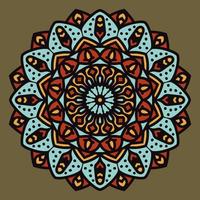 mandala abstracto estilo boho con objeto de pluma decoración redonda tradicional diseño de vector de color vintage