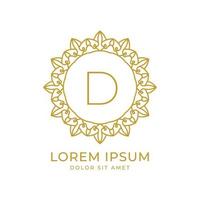 letter D minimalist luxury crest vector logo design for spa, fashion, wedding, salon, hotel, real estate, beauty care