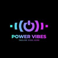 trendy power button music spectrum vector logo design element