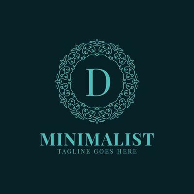 letter D minimalist circle lace decoration vector logo design