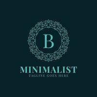 letter B minimalist circle lace decoration vector logo design