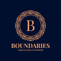 letter B circle boundaries flower decoration initials vector logo design