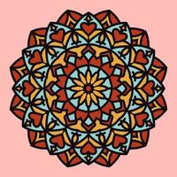 abstract mandala art decoration with heart shape vintage color boho style vector design element