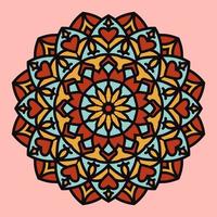 decoración de arte mandala abstracto con elemento de diseño de vector de estilo boho de color vintage en forma de corazón