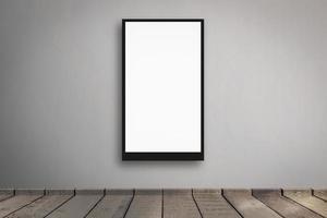 maqueta blanca en blanco de medios digitales de cartelera de caja de luz publicitaria en la sala de fondo de pared con espacio de copia foto