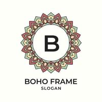 letter B mandala boho frame vintage design element vector