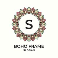 letter S mandala boho frame vintage design element vector