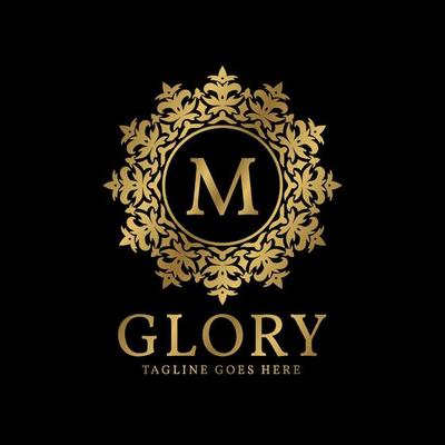 letter M glory crest luxury circular plants vintage vector logo design