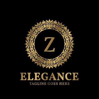 letter Z elegance circle plants luxurious golden crest vector logo design