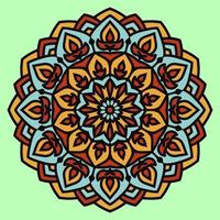 abstract decorative flower mandala art with diwali lamp boho style vintage color vector design element