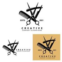 Barber tool scissors logo icon background symbol vector