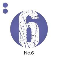 rough number six in gradient very peri circle color vector design element