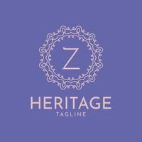 letter Z feminine circle frame luxury vector logo design