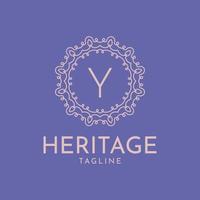 letter Y feminine circle frame luxury vector logo design