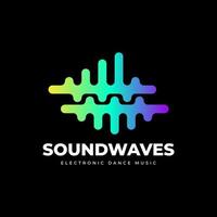 abstract trendy colorful sound waves vector logo design element