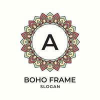 letter A mandala boho frame vintage design element vector