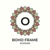 letter O mandala boho frame vintage design element vector