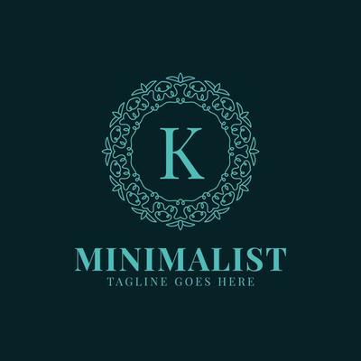 letter K minimalist circle lace decoration vector logo design