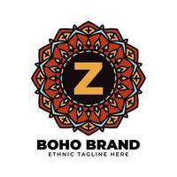 letter Z mandala vintage color ethnic boho brand flower generation vector