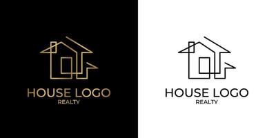logotipo de casa de línea continua minimalista y elegante para bienes raíces, construcción, interior, decoración exterior del hogar vector