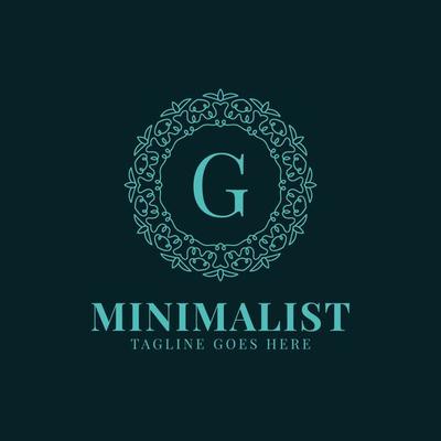 letter G minimalist circle lace decoration vector logo design