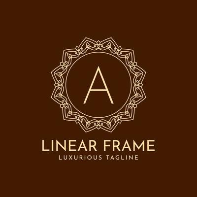 letter A minimalist circle frame linear luxury decoration vector logo design