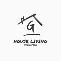 letter G minimalist doodle house vector logo design
