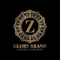 letra z gloria mandala vintage color dorado lujo vector logo diseño
