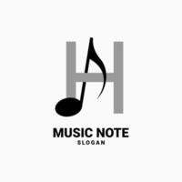 letter H with music note vector logo design