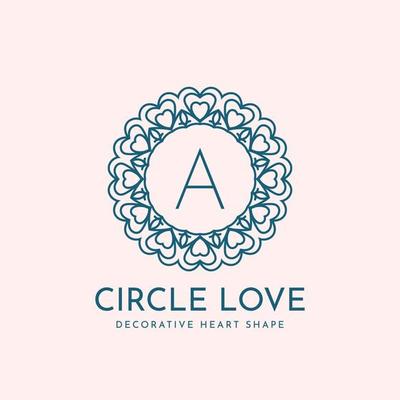 letter A circle love decoration vector logo design