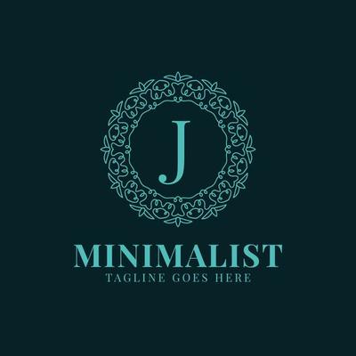 letter J minimalist circle lace decoration vector logo design