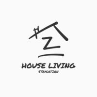 letter Z minimalist doodle house vector logo design