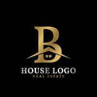 letter B with roof and window luxurious real estate vector logo design