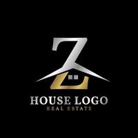 letter Z with roof and window luxurious real estate vector logo design