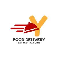 diseño de logotipo inicial de vector de entrega de comida express de letra y