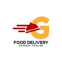 diseño de logotipo inicial de vector de entrega de comida express de letra g