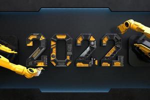 Happy New Year, The robot arm is assembling the numbers 2022 photo