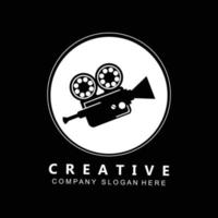 Cámara de vídeo, reproductor de películas y grabadora, símbolo del icono del logotipo vector