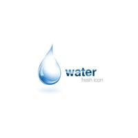a fresh water drop logo image in blue and white gradient on white background that looks clean and modern in 3d style