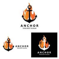 vector de icono de logotipo de ancla de barco, puerto, ilustración de diseño retro